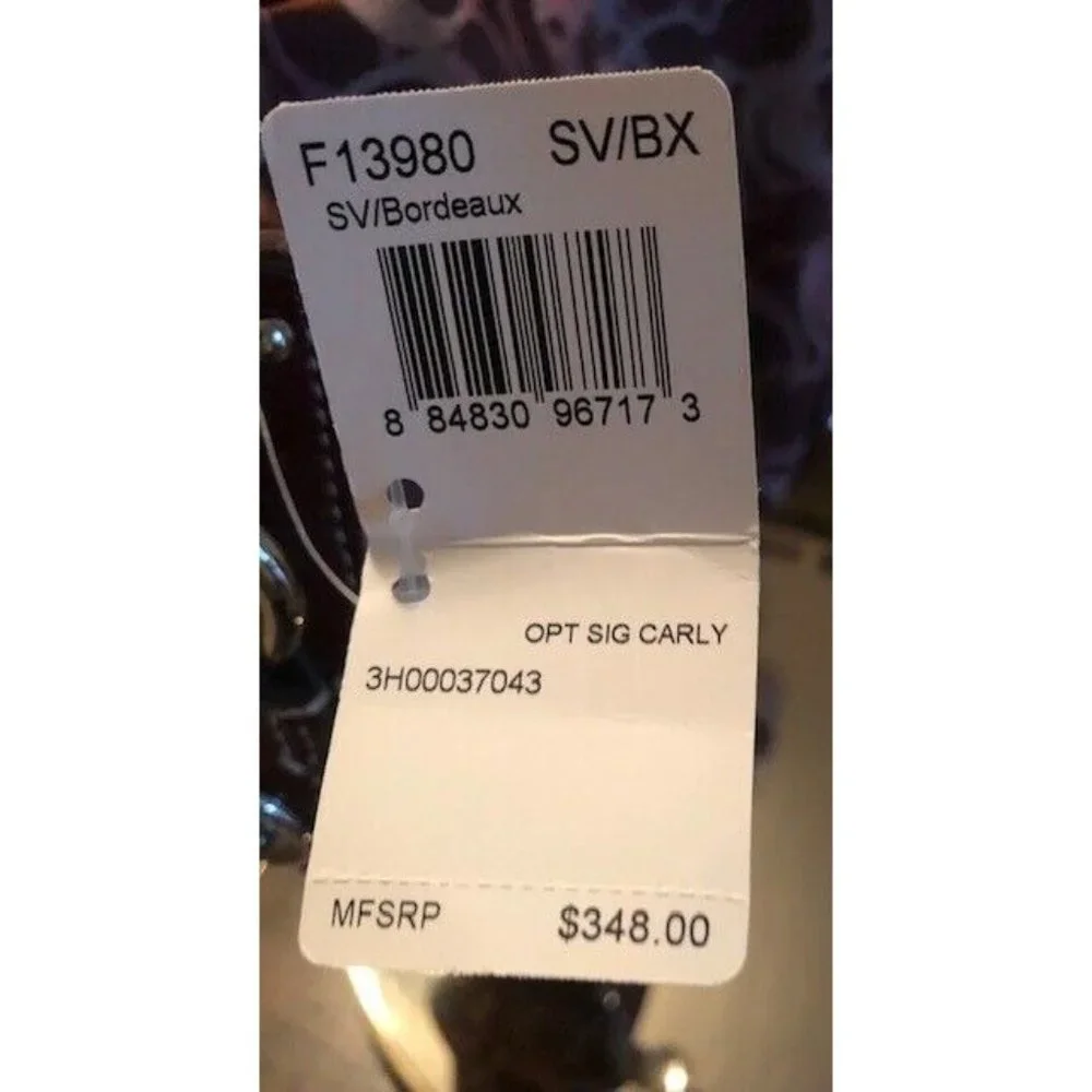 NWT $348 MAROON PATENT LEATHER COACH CARLY SIGNATURE HANDBAG BRAND NEW RARE FIND - Picture 7 of 7